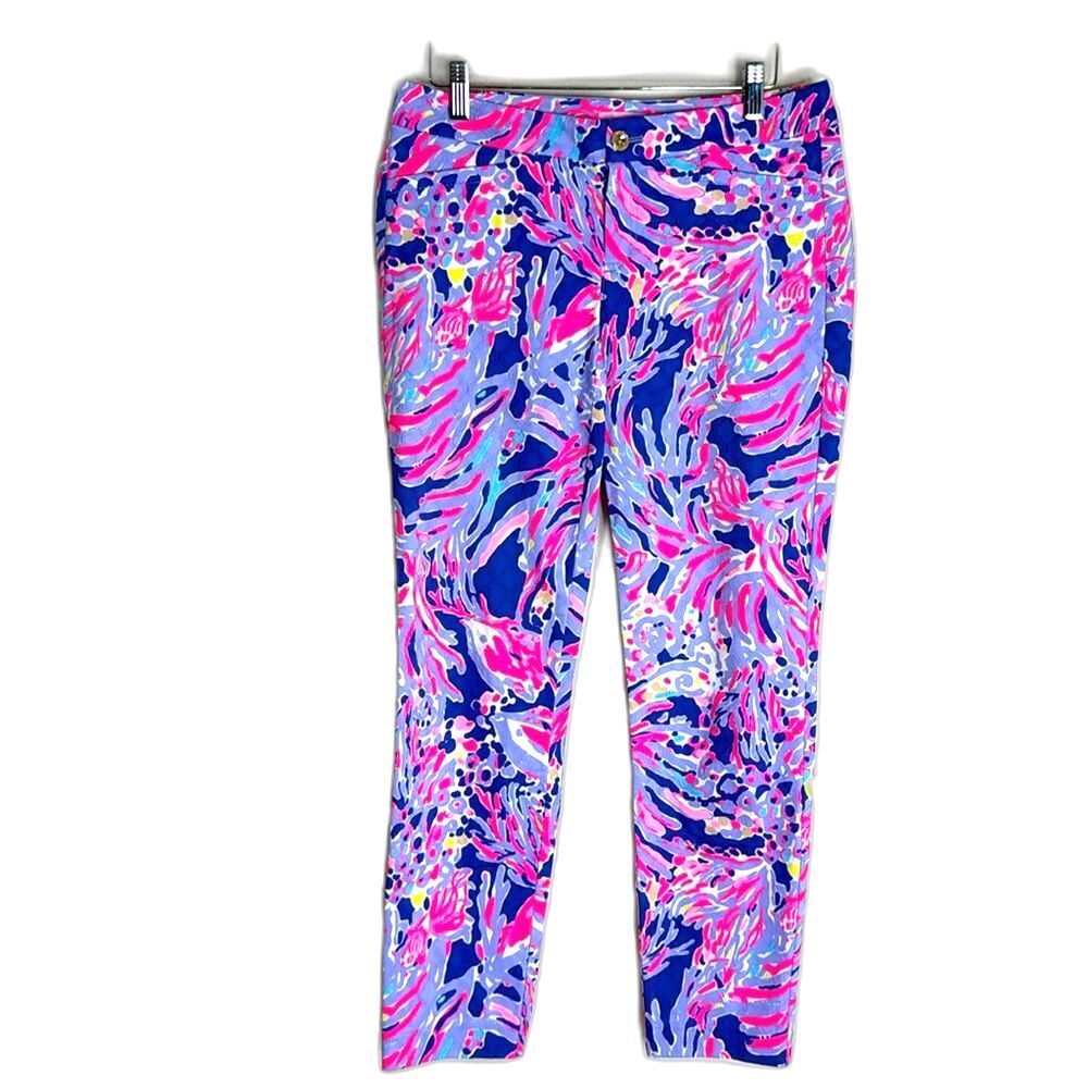 Lilly‎ Pulitzer simply chic Kelly skinny ankle pants size 4 colorful cotton nwot